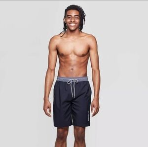 NWT Speedo Men's 9" Marina Long Volley Swim Trunks - Black - Size Small